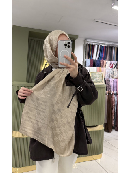 Zincir Desen Şal - Bej 