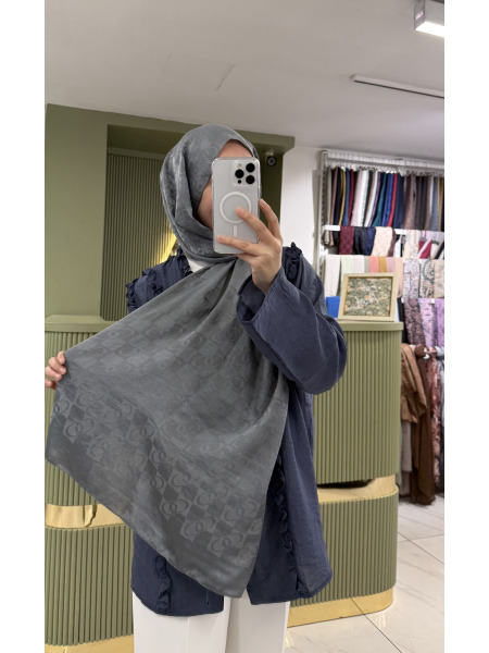 Zincir Desen  Şal - Gri